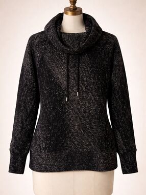 Kirkland Signature Black and White Cowl Neck Sweater